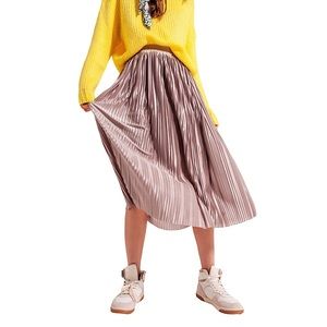 Zara Silky Pleated Midi Skirt